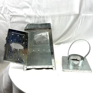 SKU 2146 Vintage Style Wire Cutout Pig Lantern Candle Holder Aluminum 6x6x9"
